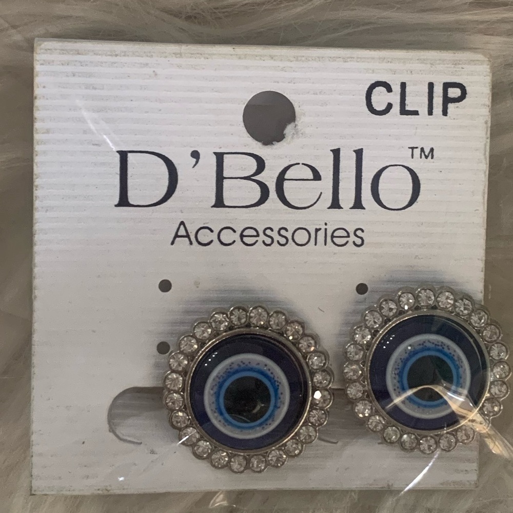 Blue and Silver Clip-On Earrings